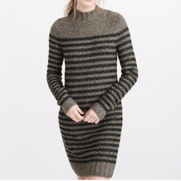 Abercrombie & Fitch Striped Sweater Dress Turtleneck Cotton Blend Women’s Small - Picture 1 of 10